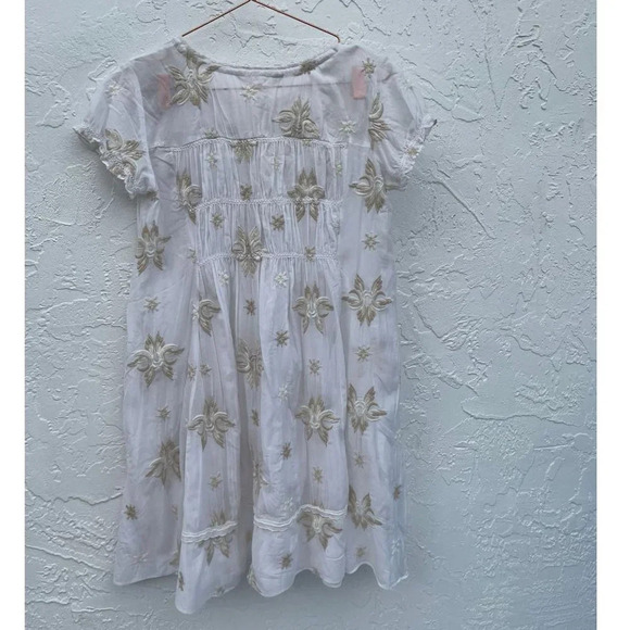 Anthropology Odd Molly Womens Embroidered Floral Mini Dress White Sz Medium - Picture 9 of 12